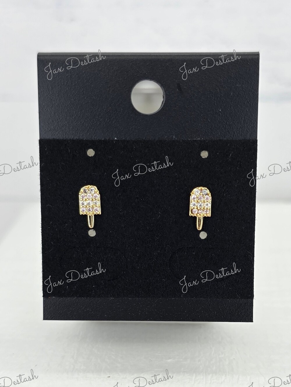 Stainless Steel Gold Tone Popsicle Stud Earrings ER3873